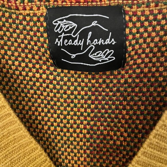 Steady Hands Cardigan M/L Giyu Tomioka Inspired Geometric Knit Grandpacore - Picture 5 of 11